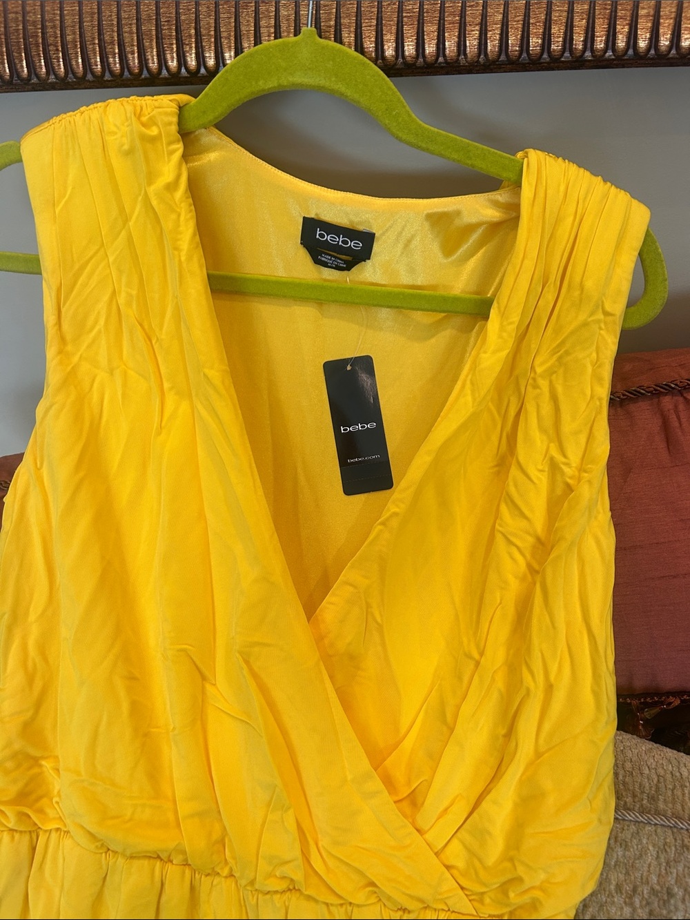 Bebe Bright Yellow Sleeveless Wrap-Style Dress-M-NWT